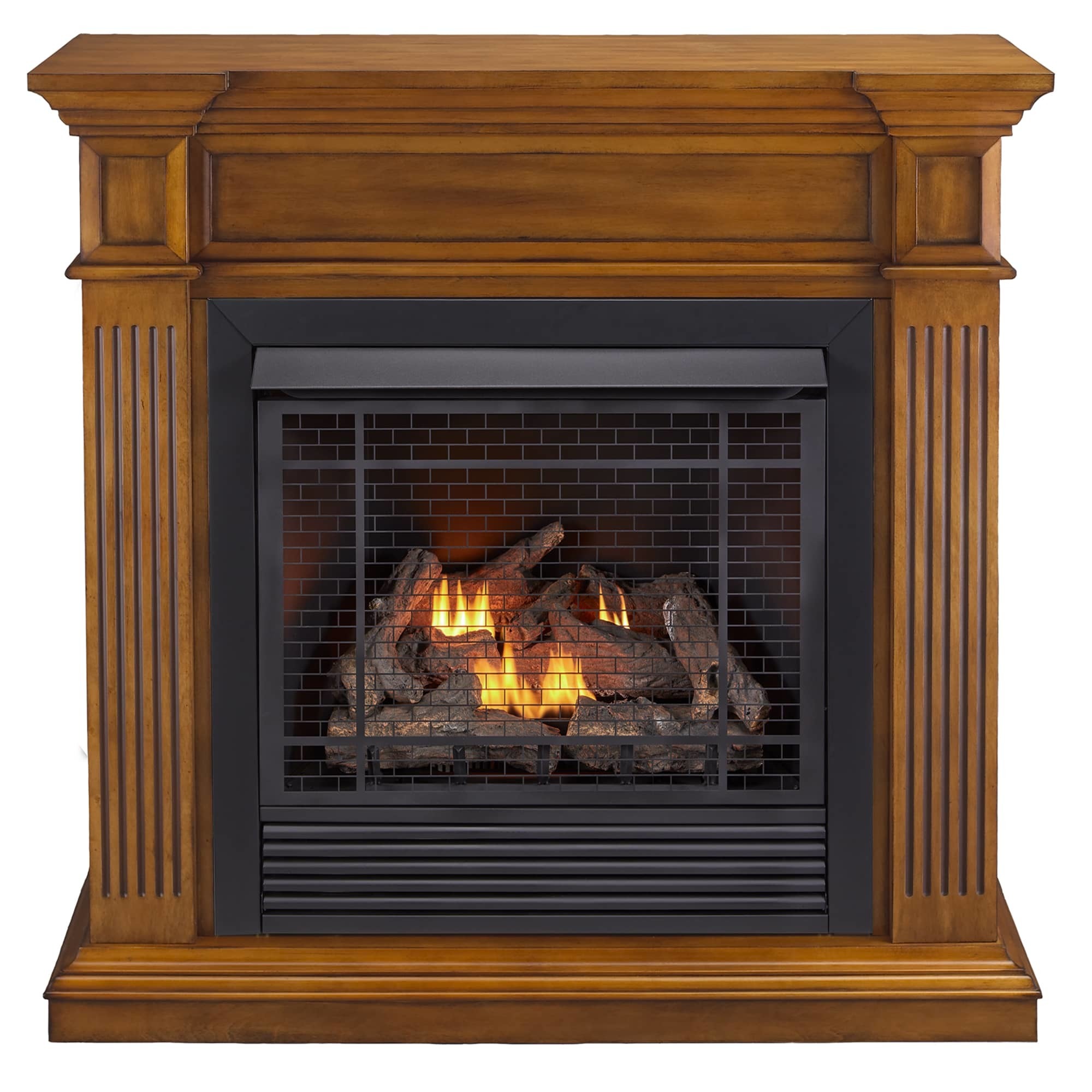 Bluegrass Living, Ventless Gas Fireplace With Jefferson Series Man, Heat Output 32000 Btu/hour, Heating Capability 1500 ft², Model# FDI32R-J-MM